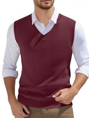BROOKS BROTHERS 100.% pima cotton Men's V-Neck Burgundy Sweater Vest! M